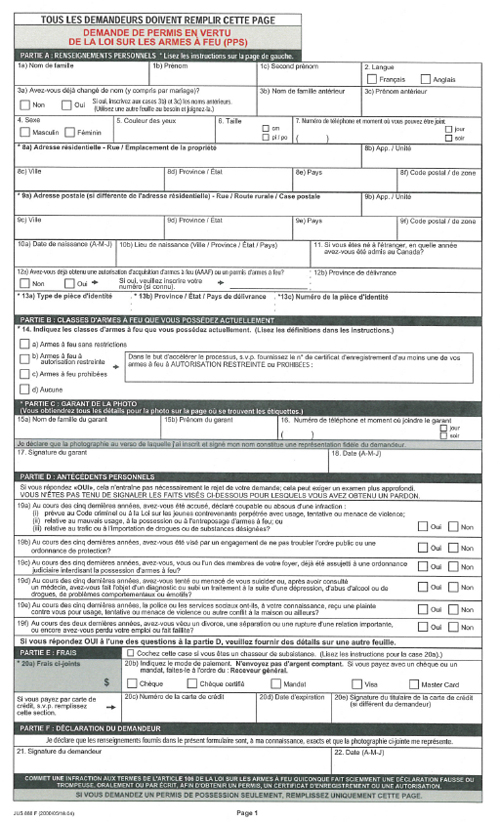Formulaire de demande de permis d'armes à feu - copie numérisé - p3