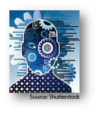 Artwork depicting a mechanized or computerized human. Source: Shutterstock