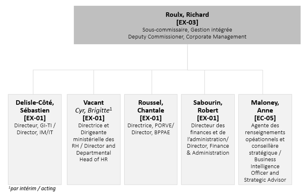 Organizational Chart of Corporate Management Sector