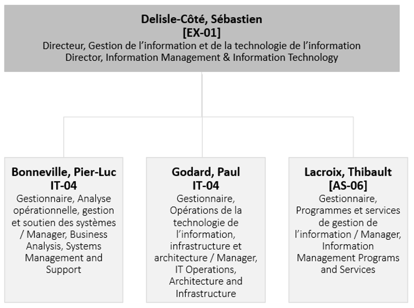 Organigramme de la gestion de l’information et de la technologie de l’information
